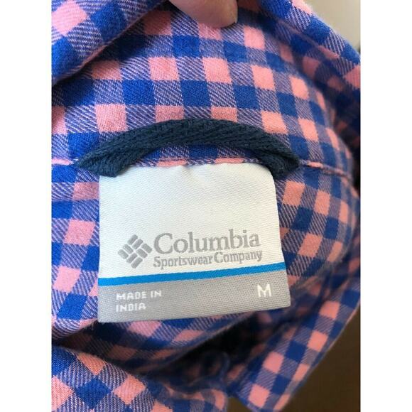 Columbia Gingham Long Sleeve Casual Flannel Shirt Purple Pink Cotton Men’s M - Picture 5 of 6